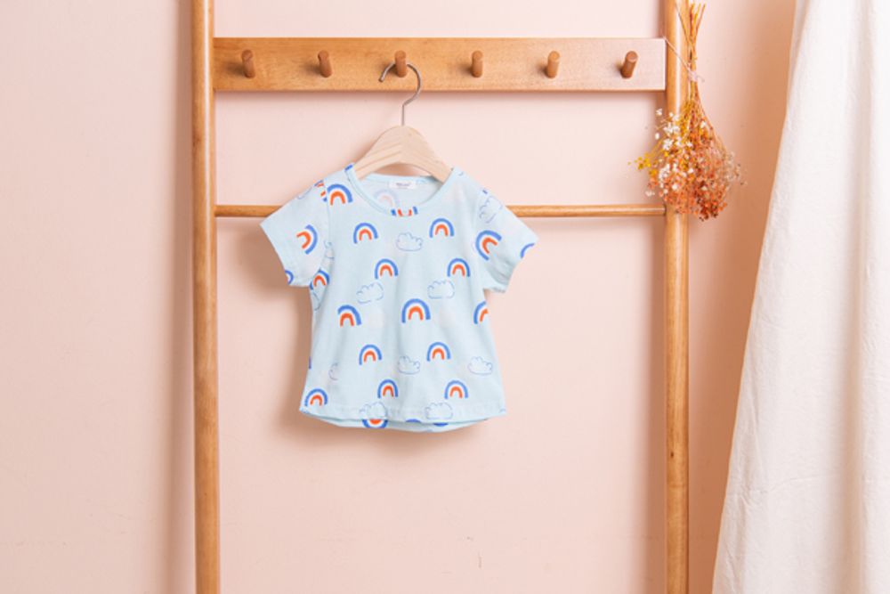 [BEBELOUTE] Rainbow Print T-Shirt (Mint), Baby T-Shirts, Cotton 100%_ Made in KOREA